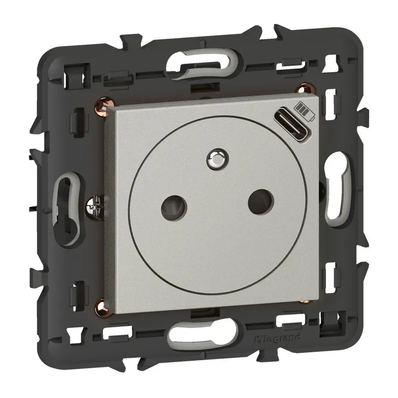 Legrand Legrand 079361L Steckdose F/B Standard erhöht Berührungsschutz USB-C Mosaic schwarz