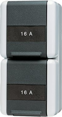 Jung SCHUKO-Steckdose 2-fach IP44 m.Beschr.senkr. 822 KINAW