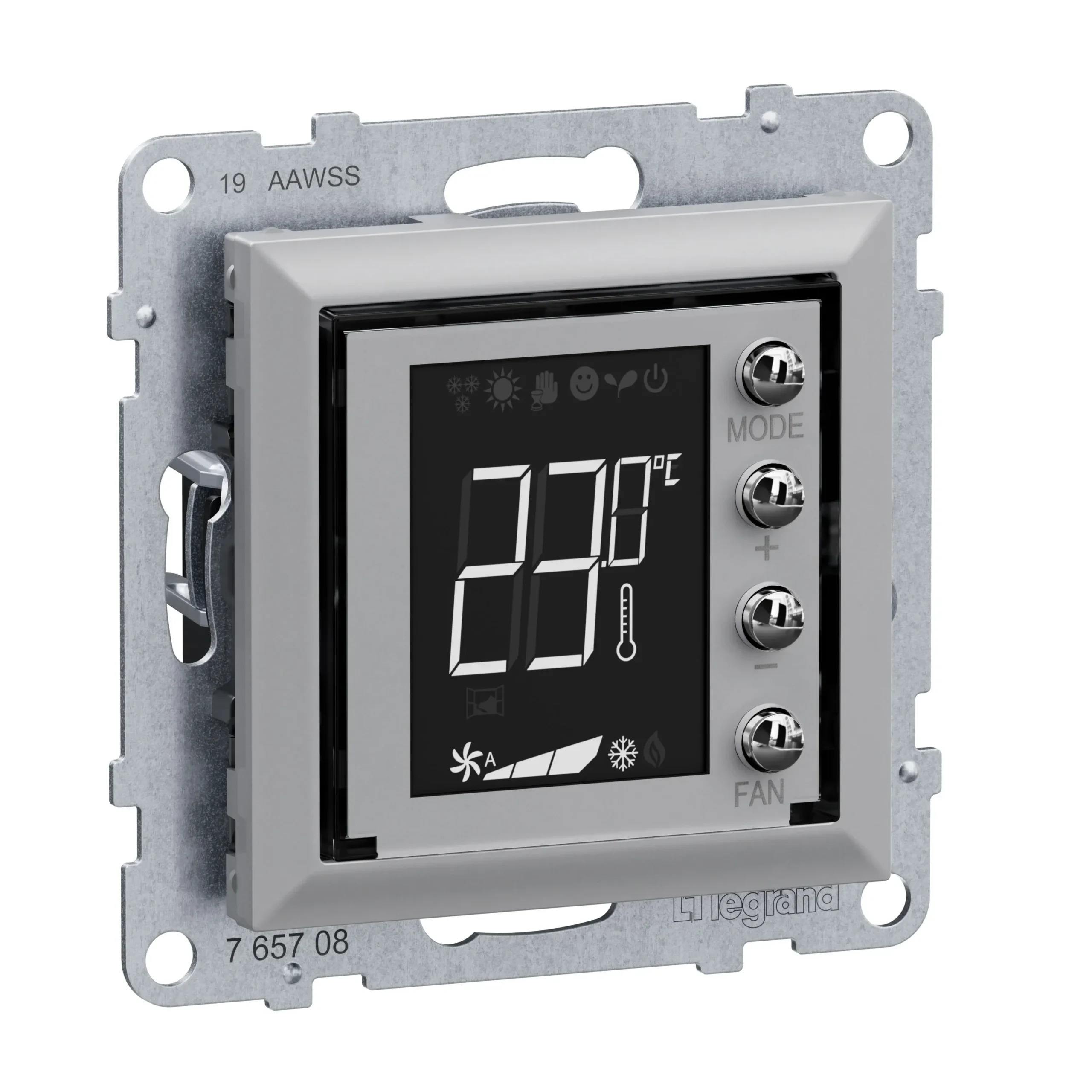 Legrand Legrand 765708 Seano MyHome Thermostat m Display mit Abdeckung in der Farbe Al