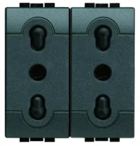 BTicino L4180/2 Steckdose ital. 19/26mm mit erhöht Berührungsschutz 2M Anthrazit