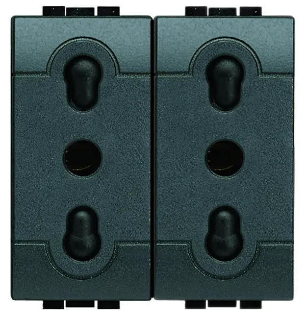 Legrand BTicino L4180/2 Steckdose ital. 19/26mm mit erhöht Berührungsschutz 2M Anthrazit