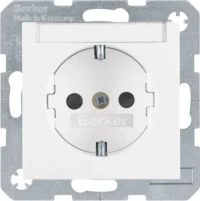 Berker SCHUKO-Steckdose pws/gl mit Beschriftungsfeld 47498989
