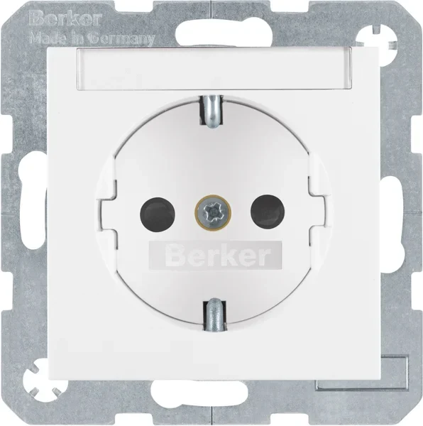 Berker Berker SCHUKO-Steckdose pws/gl mit Beschriftungsfeld 47498989