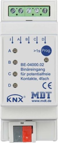 Bild vom Produkt: MDT Technologies Binäreingang 4-fach 2TE REG, potentialfrei BE-04000.02