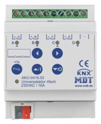 MDT Technologies Universalaktor AKU 4-fach 4TE Reiheneinbaugerät, 16A, 230VAC, 100µF, AKU-0416.03