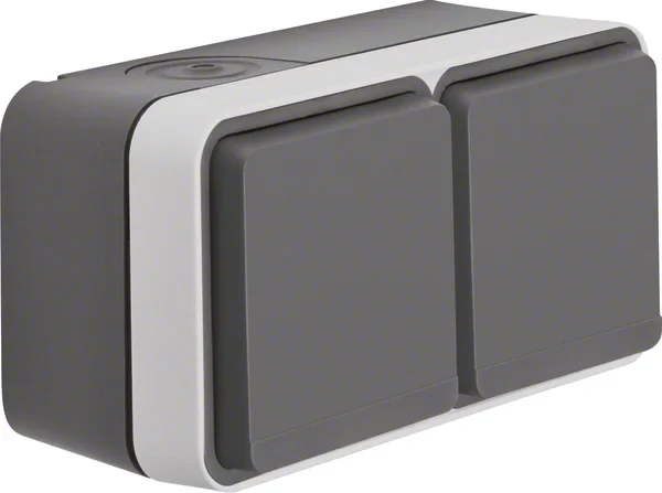 Berker Berker Steckdose SCHUKO 2-fach grau,AP,Klappdeckel 47843515