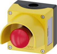 Siemens 3SU1801-0NA00-2AC2 Gehäuse 22mm rd Ku. gelb 1Bef st. Schutzkragen
