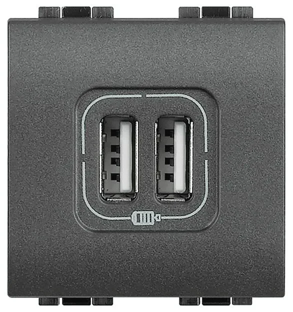 Legrand BTicino L4287C2 LivingLight USB-Lade- station für Typ A+C in 2M 1500mA Anthrazit