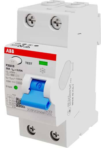 ABB ABB Stotz S&J FI-Schutzschalter TypB 2P 25A,30mA,3kA,2TE F202B-25/0,03-2TE