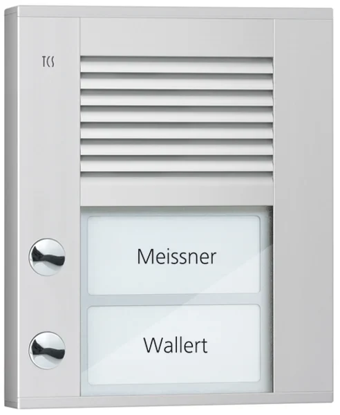 TCS TCS Tür Control Audioaußenstation1-reihig 2 Tasten Aufputz silber PDS02-EN/04