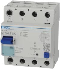 DOEPKE FI-Schutzschalter B 4-polig 400V 100A DFS4 100-4/0,03-B SK 0,03A 4TE Reiheneinbaugerät 10kA