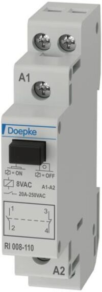 DOEPKE Installationsrelais 1TE mech Reiheneinbaugerät RI 008-110 1S 1Ö 8V/AC 20A 7,2-8,8V AC