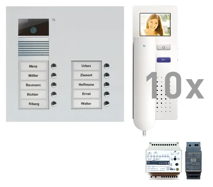 TCS TCS Tür Control Video Außenstation Pack 10 AVU 10 Tasten Unterputz PVU16100-0010