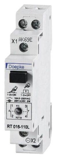 DOEPKE Taster Reiheneinbaugerät 1S 1Ö 16A 250VAC ge RT 016-110L Signlamp LED 1TE