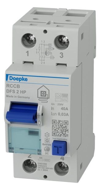 Doepke DOEPKE FI-Schutzschalter B+ 2-polig 230V 40A DFS2 040-2/0,03-HP 0,03A 2TE Reiheneinbaugerät 6kA