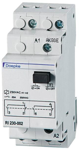 Doepke DOEPKE Installationsrelais 2TE mech Reiheneinbaugerät RI 230-002 2W 230V/AC 20A 207-253V AC