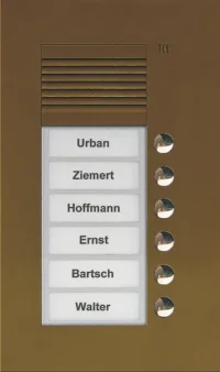TCS Tür Control Audio Außenstation PUK 6 Tasten 1spaltig Unterputz b PUK06/1-EB