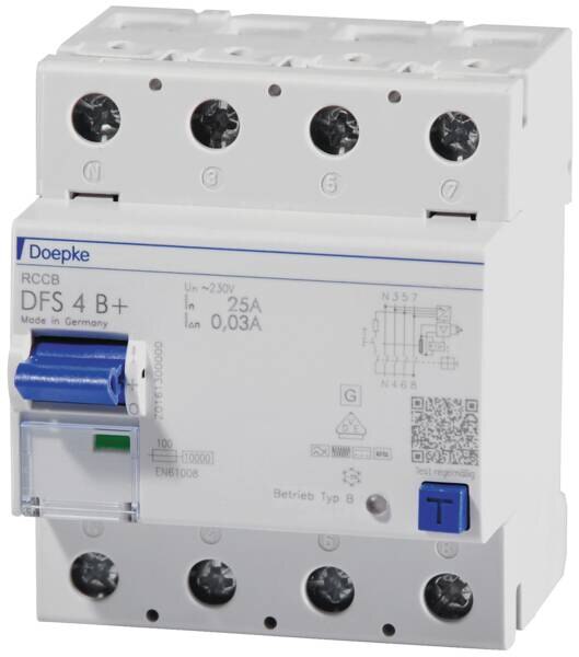 Doepke DOEPKE FI-Schutzschalter B+ 4-polig 400V 25A DFS4 025-4/0,03-B+ HD 0,03A 4TE Reiheneinbaugerät
