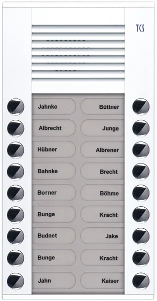 TCS TCS Tür Control Audioaußenstation 2-reihig 18 Tasten Aufputz weiß PES18-WS/04