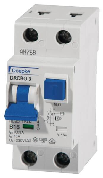 DOEPKE FI/LS-Schutzschalter B16 1-polig+N A DRCBO 3 B16/0,03/1N-A 0,03A 10kA 2TE 1-polig