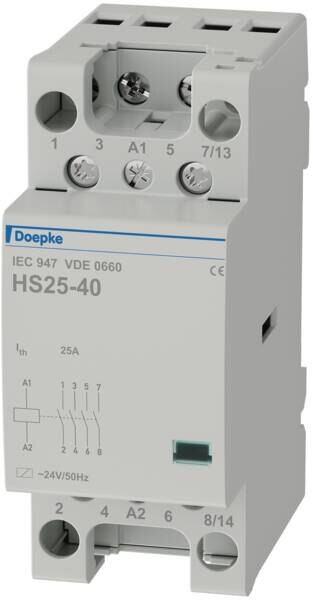 Doepke DOEPKE Installationsschütz 25A 24V/AC 4S HS 2-024AC/25-40 440V/AC 3000W/AGL 2TE