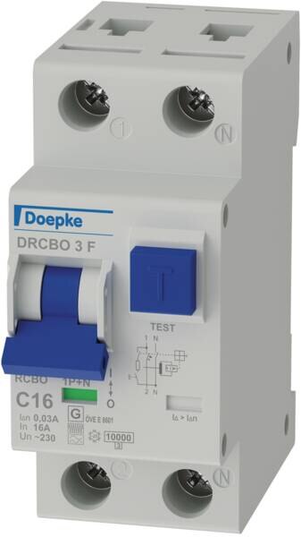 DOEPKE FI/LS-Schutzschalter C16 1-polig+N F DRCBO 3 C16/0,03/1N-F 0,03A 10kA 2TE 1-polig
