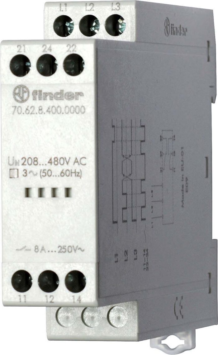Finder 3-Phasenüberwachung 400V,2 Wechsler 8A 70.62.8.400.0000 – Bild 1