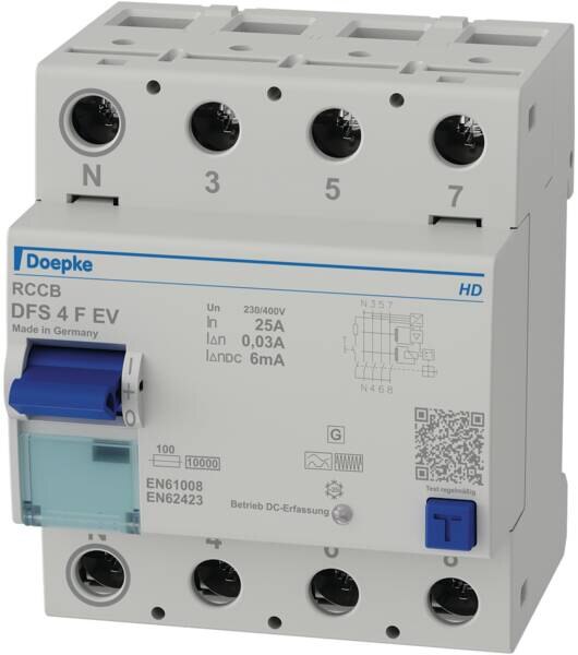 Doepke DOEPKE FI-Schutzschalter F 4-polig 400V 25A DFS4 025-4/0,03-F EV HD 0,03A 4TE Reiheneinbaugerät