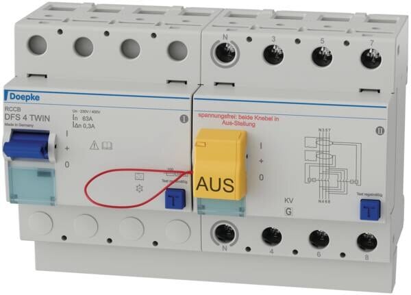 Doepke DOEPKE FI-Schutz mit Zusatz 4-polig 440V 63A DFS4 063-4/0,30-A KV TWIN 0,3A Reiheneinbaugerät A