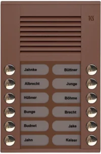 TCS Tür Control Audioaußenstation 2-reihig 12 Tasten Aufputz bronze PES12-EB/04