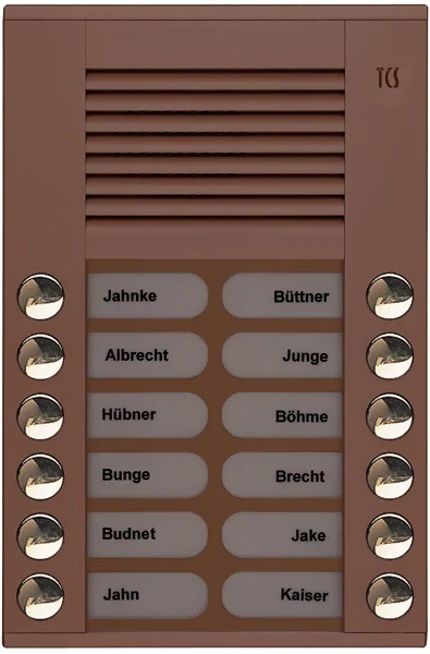 TCS TCS Tür Control Audioaußenstation 2-reihig 12 Tasten Aufputz bronze PES12-EB/04