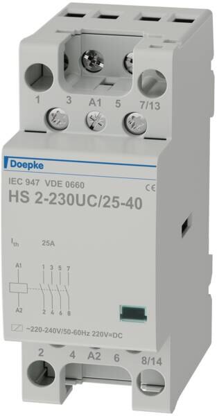 Doepke DOEPKE Installationsschütz 25A 230V/UC HS 2-230UC/25-40 400V/AC 4S 3000W/AGL