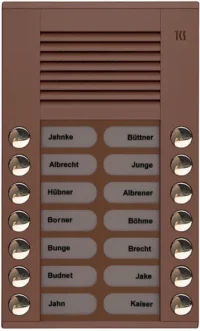 TCS Tür Control Audioaußenstation 2-reihig 14 Tasten Aufputz bronze PES14-EB/04