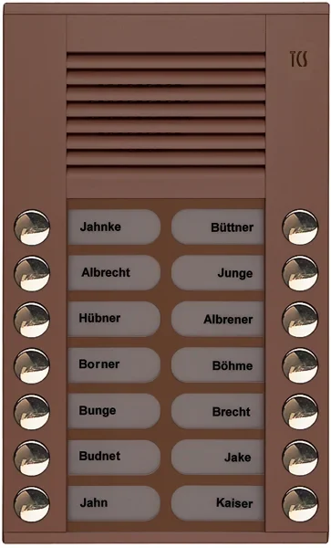 TCS TCS Tür Control Audioaußenstation 2-reihig 14 Tasten Aufputz bronze PES14-EB/04