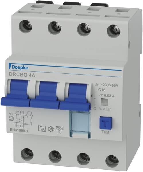 DOEPKE FI/LS-Schutzschalter C16 4-polig 0,03A DRCBO 4 C16/0,03/3N-A A 6kA 4TE 3-polig 400V