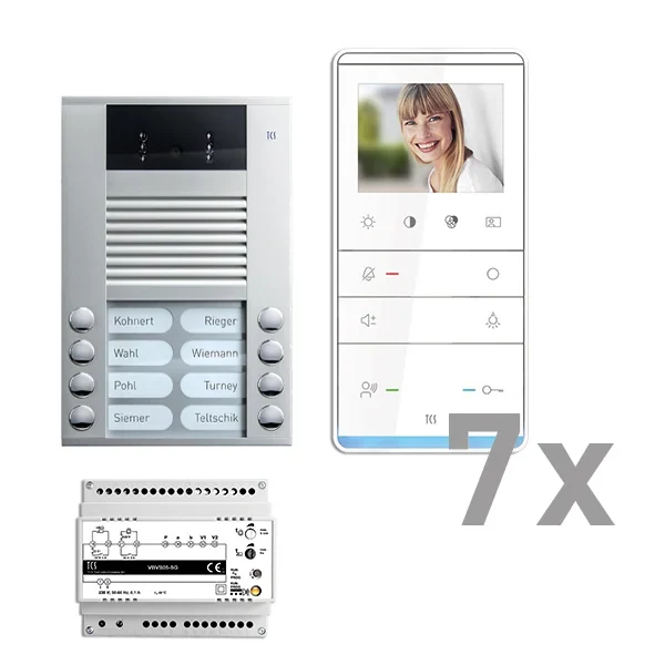 TCS Tür Control Videosprechanlgenset color 7 Tasten Aufputz, Freispr. PVE16070-0010