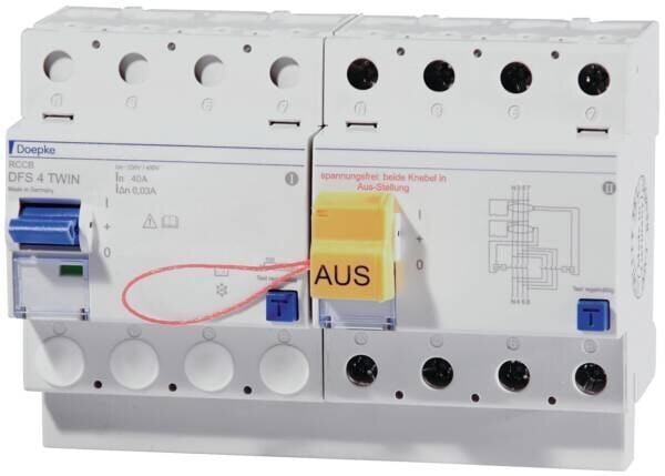 Doepke DOEPKE FI-Schutz mit Zusatz 4-polig 400V 40A DFS4 040-4/0,03-A TWIN 0,03A Reiheneinbaugerät A 8TE