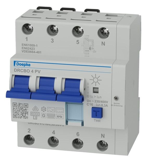 DOEPKE FI/LS-Schutzschalter C16 3-polig+N B+ DRCBO 4 C16/0,30/3N-PV 0,3A 6kA 4,5TE