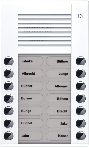 TCS TCS Tür Control Audioaußenstation 2-reihig 14 Tasten Aufputz weiß PES14-WS/04