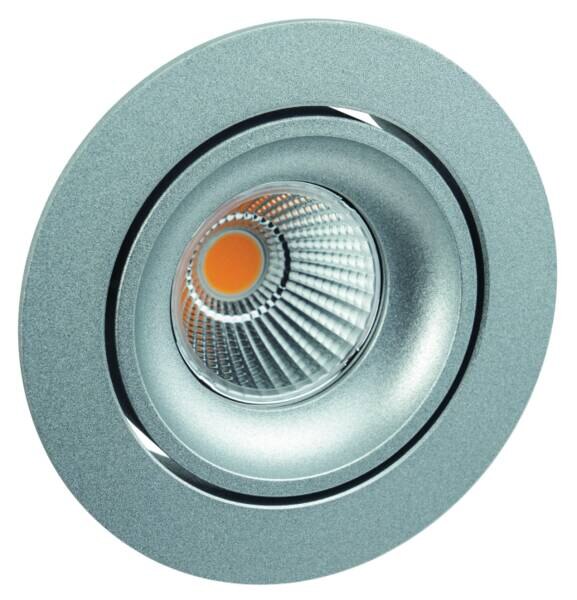 Rutec Rutec ALU57309WW schwenkb, rund, silber,6W, IP40,3000K, LED-Einbaustrahler