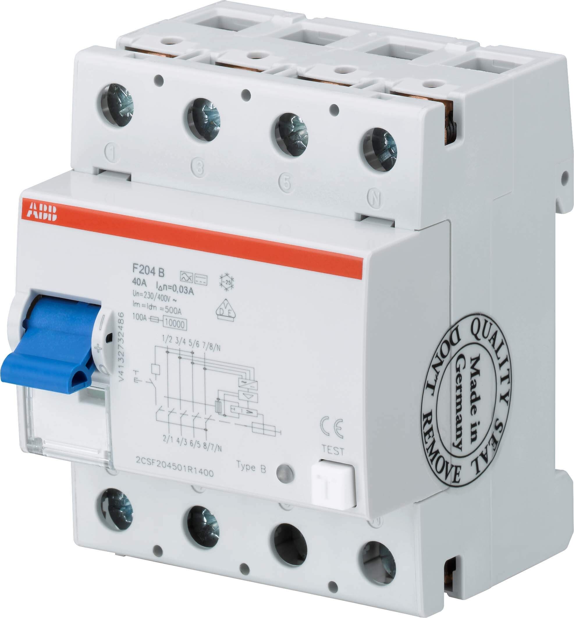 ABB ABB Stotz S&J FI-Schutzschalter 4P, TypB+,40A,30mA F204B+40/0,03