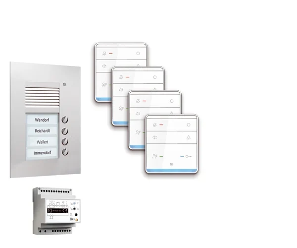 TCS TCS Tür Control pre:pack Audio Unterputz 4 Wohneinheiten mit Außenstation PUK PPUF04-EN/01