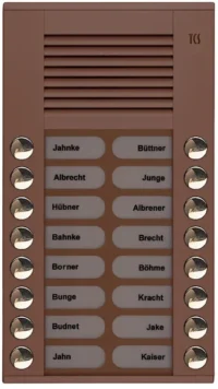 TCS Tür Control Audioaußenstation 2-reihig 16 Tasten Aufputz bronze PES16-EB/04