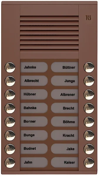 TCS TCS Tür Control Audioaußenstation 2-reihig 16 Tasten Aufputz bronze PES16-EB/04