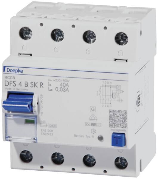 Doepke DOEPKE FI-Schutzschalter B 4-polig 400V 40A DFS4 040-4/0,03-B SK R 0,03A 4TE Reiheneinbaugerät