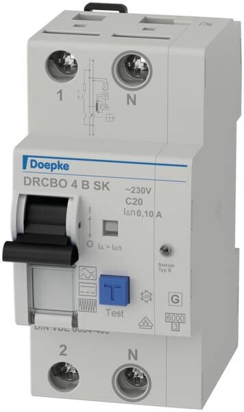 DOEPKE FI/LS-Schutzschalter C20 2-polig 0,1A DRCBO 4 C20/0,10/1N-B SK B 6kA 2,5TE 1-polig