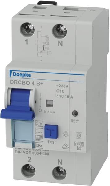 DOEPKE FI/LS-Schutzschalter C16 2-polig 0,1A DRCBO 4 C16/0,10/1N-B+ B+ 6kA 2,5TE 1-polig