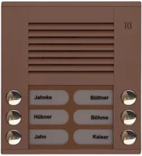 TCS Tür Control Audioaußenstation 2-reihig 6 Tasten Aufputz bronze PES06-EB/04