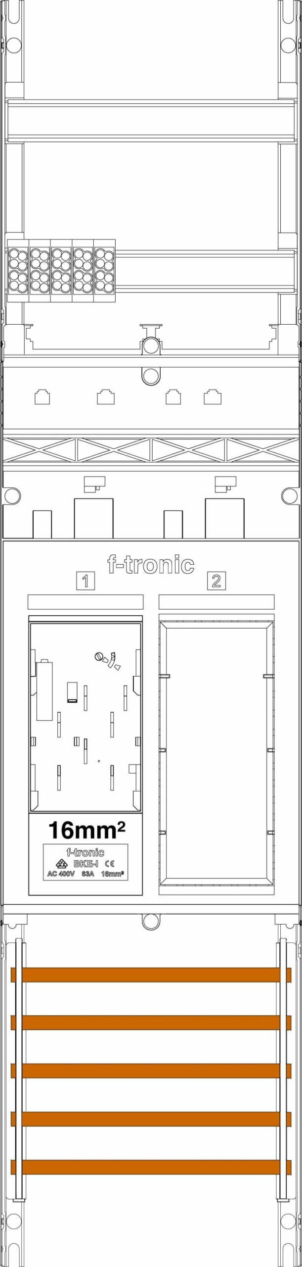 F-Tronic F-Tronic Komplettfeld 1Z 1R eHZ mit Verdr ER6-16 1050x250mm SS_5p 300mm
