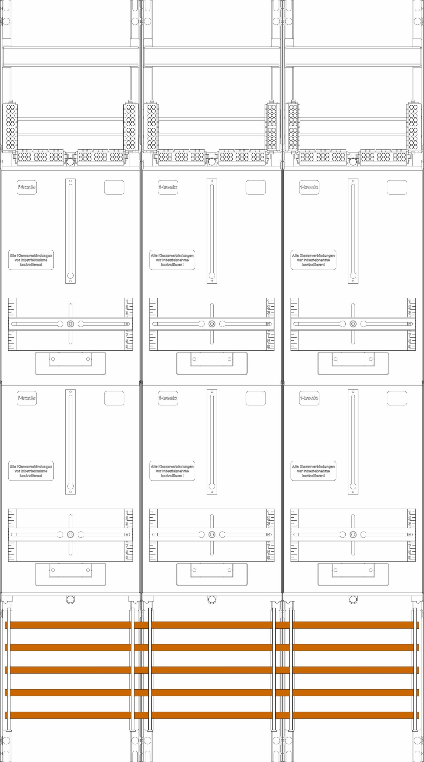 F-Tronic F-Tronic Komplettfeld 6Z 3PBf mit Verdr Z316 1350x750mm SS_5p 300mm
